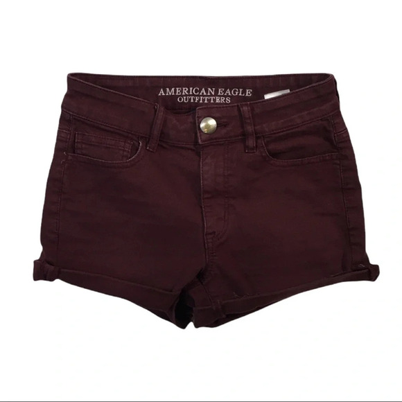 BT113 American Eagle Super Stretch Hi Rise Shortie Shorts 0 - Picture 1 of 4